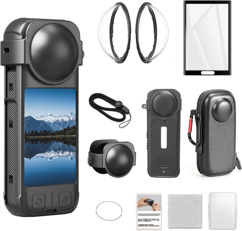 Vasgather Camera Accessory Kit for Insta 360 X4 - Lens Guards, Silicone Case, Camera Case,Screen Protectors (Black, Unisex) - Image 1